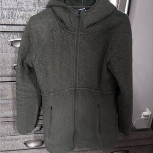 Quilted Army Green Hooded Jacket